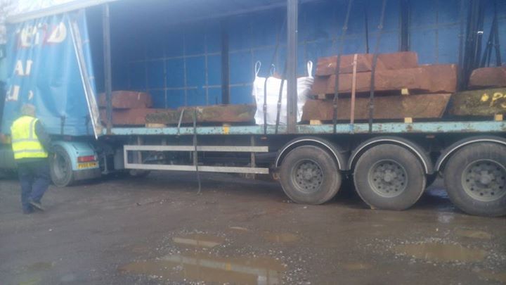 Fresh load of stone in ready to be sawn dressed and back out onto another artic truck in 10 days. Pass the coffee North Wales, North West, Wirral, Liverpool & Cheshire UK