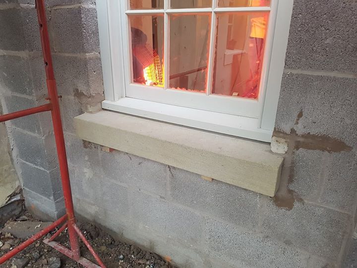 Limestone window cills produced and installed on a manour house renovation. North Wales, North West, Wirral, Liverpool & Cheshire UK