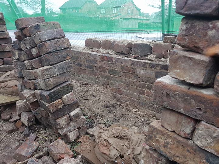 Brick work going up on our Liverpool sandstone wall rebuild. Busy times ahead for the next few weeks. North Wales, North West, Wirral, Liverpool & Cheshire UK