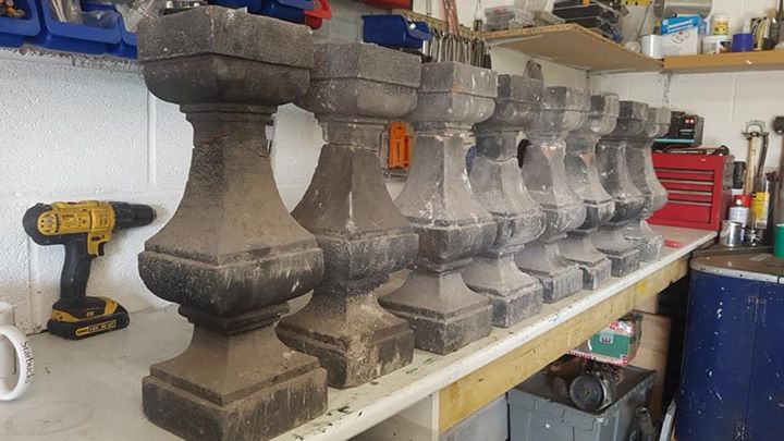 8 of these balustrades to repair and one to make from scratch for our Liverpool restoration job in Sefton park. North Wales, North West, Wirral, Liverpool & Cheshire UK