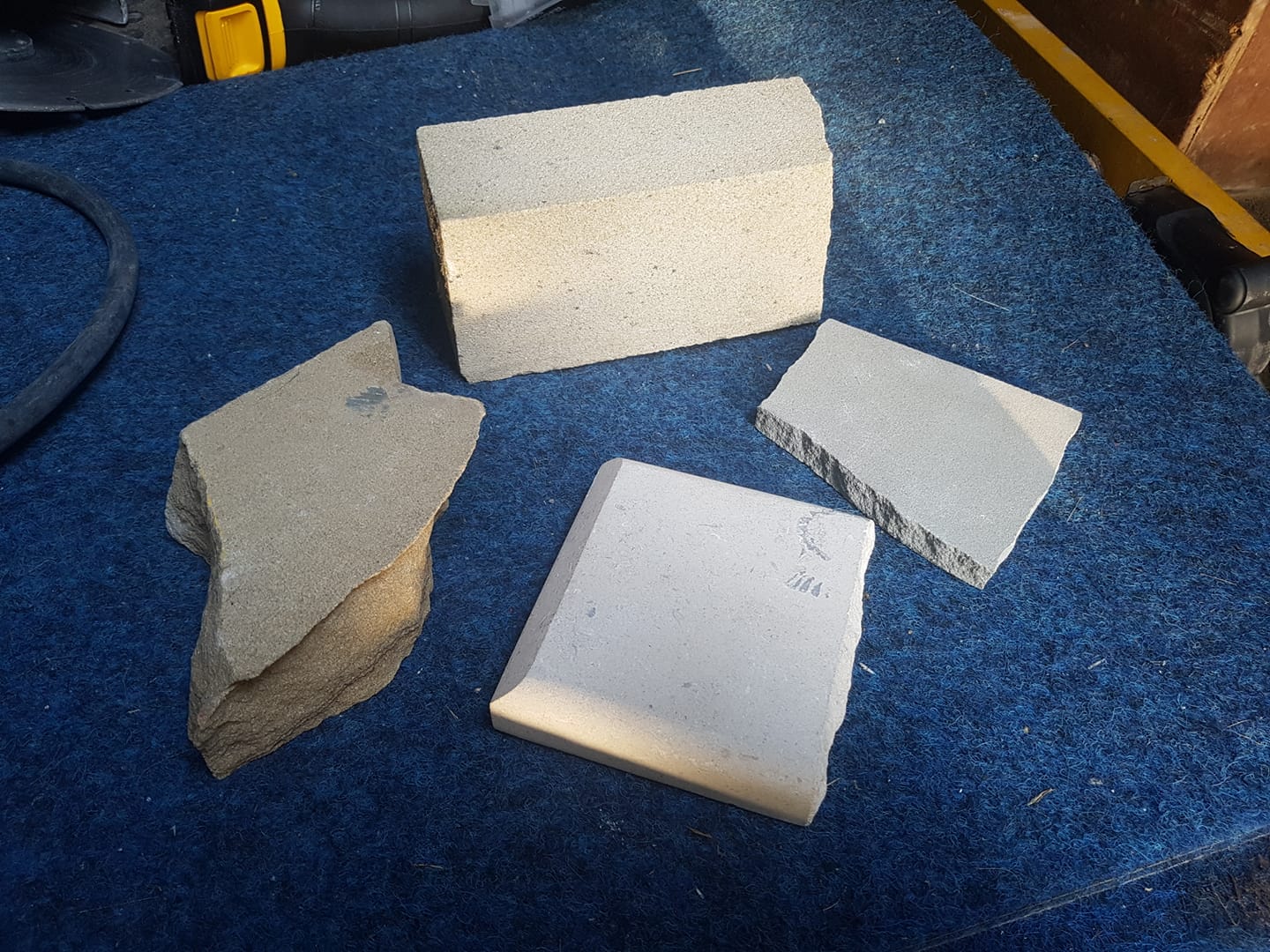 A selection of limestone and sandstone samples dropped of this morning to several customers in Chester Cheshire and Liverpool for fireplaces and window cills. North Wales, North West, Wirral, Liverpool & Cheshire UK