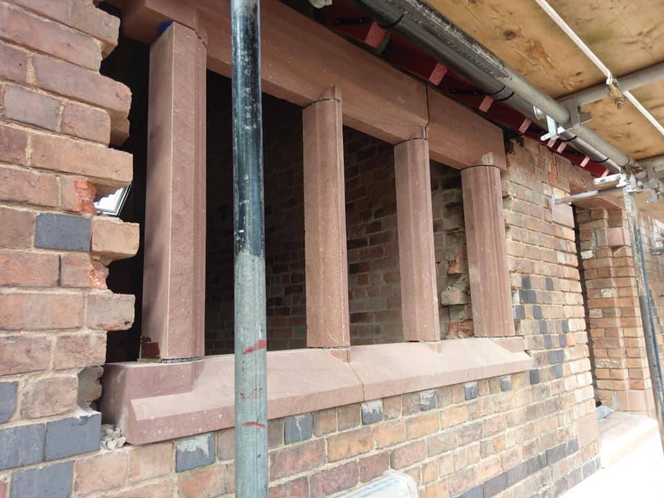 Our red sandstone window surround has been supplied and fitted today in Chester. North Wales, North West, Wirral, Liverpool & Cheshire UK