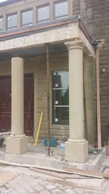 Our work is created using modern methods and still maintain a traditional look. This portico was built around an existing steel and concrete structure. 
 We worked in conjunction with a structural engineer who provided the details for the North Wales, North West, Wirral, Liverpool & Cheshire UK